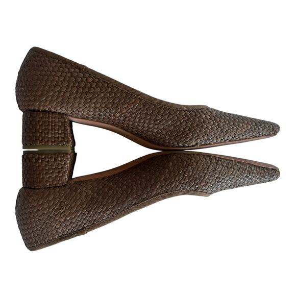 Loeffler Randall Nerine Brown Woven Raffia Square Toe Block Heel Pumps 10B - Picture 14 of 16